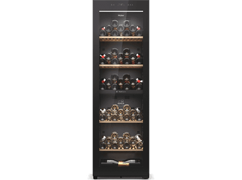 Vinoteca - Haier HWS236GDEH1, Natural Air Flow System, Temperatura 5º 20º, 236 botellas, Doble Zona, Iluminación LED 3D, Wi-Fi , Negro