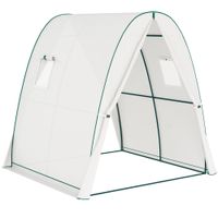 outsunny invernadero de jardin 18x18x2 m con puertas enrollables y amplias ventanas invernadero tunel de jardin blanco   aosom espana
