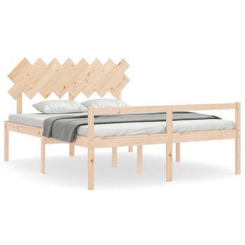 Cama Para Personas Mayores Con Cabecero Madera Maciza 160x200cm Vidaxl