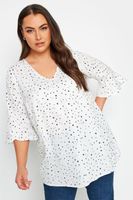 yours top con vuelo blanco moteado mujer curvy y tallas grandes yours