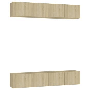 Juego De Muebles De Salón 4 Piezas Roble Sonoma 80x30x30 Cm Vidaxl