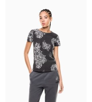 EA7 para mujer. 7W000996_AF14880 Camiseta Graphic Series gris (XS), Casual, Algodón, Manga corta
