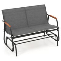 costway banco deslizante mecedora 23 personas curvo teca transpirable metal exterior porche piscina