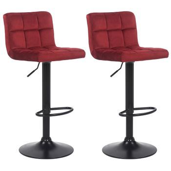 Juego De 2 Taburetes De Bar Feni Terciopelo Rojo 40x40x85 Cm Clp