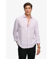 superdry para hombre m4011103a camisa riviera lino lila l casual manga larga