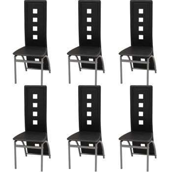 Vidaxl Sillas De Comedor 6 Unidades Cuero Artificial Negro