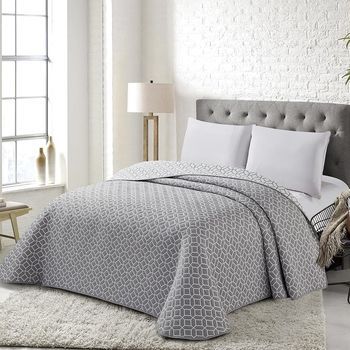Colcha Bouti Bayas Gris Poliéster - Jacquard Color Gris Cama De 200