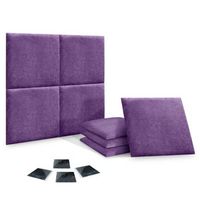 dhome juego de 8 paneles tapizados de tela autoadhesivos para pared acusticos absorbentes proteccion impactos cabeceros lila 50x50cm x8