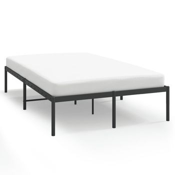 Cama Matrimonial | Cama Para Adultos | Estructura De Cama De Metal Negro 120x200 Cm