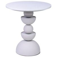 mesa auxiliar de metal blanco y madera 405x405x45h cm