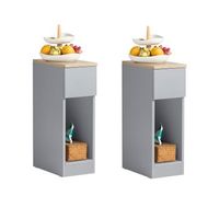 ser de 2 mesas auxiliares mesita de noche con 1 cajon mesa para salon comedor 20 x 35 x 60 cm gris fbt111-hgx2 sobuy es
