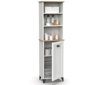 Briebe eterna columna de baño, mueble auxiliar, armario alto estilo vintage 168x46,5x31 cm espacio almacenaje, , blanco