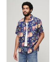 superdry para hombre m4010353a camisa hawaiana marino xl casual algodon manga corta