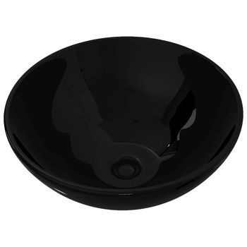 Lavabo De Cerámica Negro Redondo Vidaxl