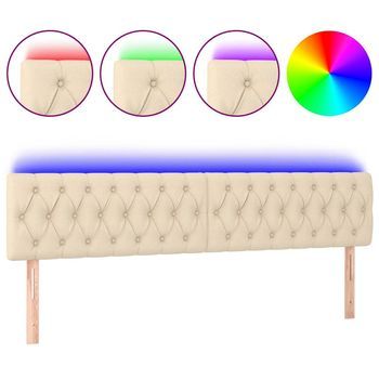 Cabecero Con Led De Tela Color Crema 200x7x78/88 Cm Vidaxl
