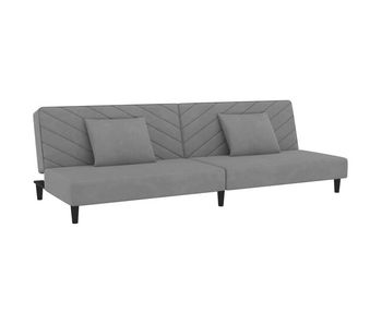 Vidaxl sofá cama de 2 plazas con dos almohadas terciopelo gris claro