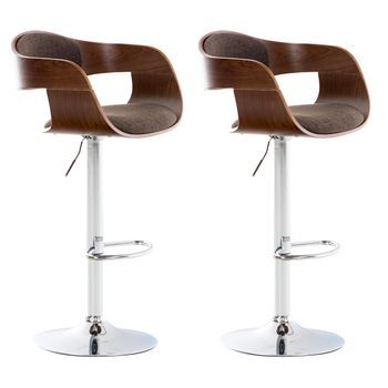 Set De 2 Taburetes Kingston En Tela Nogal/marrón 48x50x88 Cm Clp