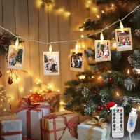aigostar 2m 10led clip cadena de luces con 10 pinzas para colgar fotos guirnaldas de luces con control remoto fotoclips guirnalda de decoracion para navidad habitaciones bodas blanco calido