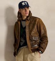 polo ralph lauren para hombre 710970574001 chaqueta de piel de aviador marron xl casual