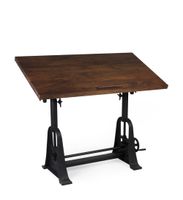 mesa de madera marron y metal negro anch 130 cm