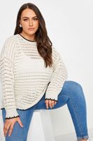 yours jersey marfil de crochet con bordes en contraste mujer curvy y tallas grandes yours