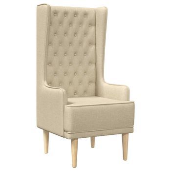 Silla De Respaldo Alto Con Capitoné Con Botones Crema Tela Vidaxl