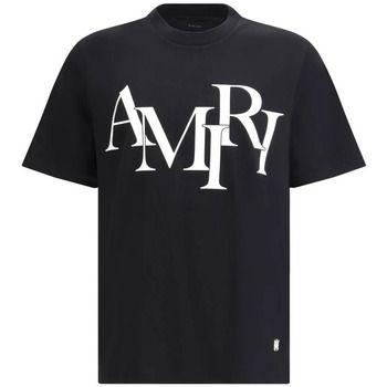 Amiri Camiseta STAGGERED LOGO TEE BLACK para hombre