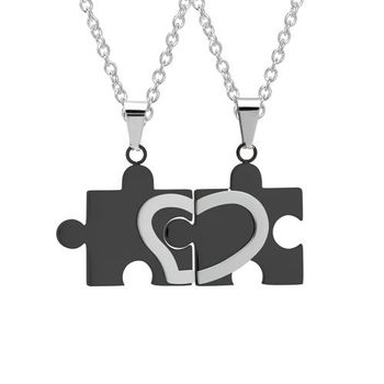 Cadenas de acero inoxidable con colgantes partner negro pulido