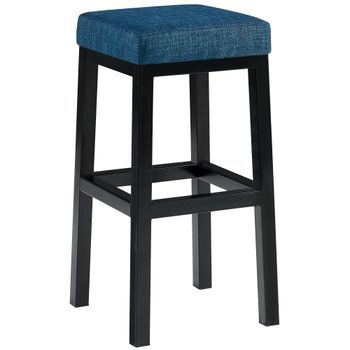Taburete De Bar Taylor Funda De Tela Altura Del Asiento 78 Cm Estructura De Metal Negro Azul 37x37x78 Cm Clp