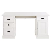 escritorio de 4 cajones y 1 puerta de abeto blanco