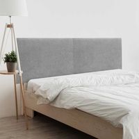 dhome cabecero gris 210cm dual acabado toalla soft tapizado liso con patas 4cm grosor 50 alto tejido suave para pared acusticos cabeceros absorbentes 210 dual 4cm - 50 al - gris