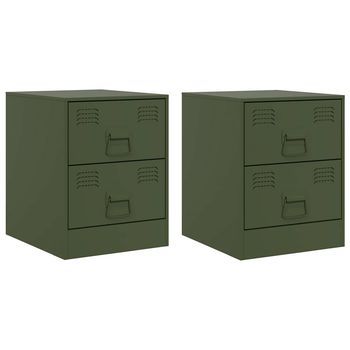 Mesitas De Noche 2 Unidades Acero Verde 34,5x39x44 Cm Vidaxl