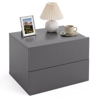 costway mesita de noche montable en pared con dos cajones amplios gran espacio de almacenaje resistente para dormitorio 42 x 30 x 29 cm gris