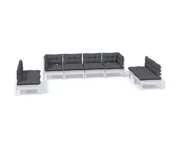Muebles de jardín 8 piezas con cojines madera maciza de pino