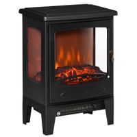 homcom chimenea electrica 900w1800w con efecto de llama temperatura ajustable y proteccion sobrecalentamiento negro   aosom espana