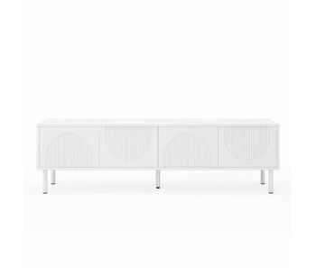 Mueble tv 180 cm - moderno, con espacio de almacenamiento, acabado mate, gestión de cables, diseño minimalista - blanco
