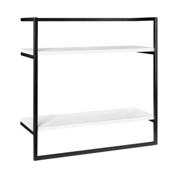 Toallero Con 2 Estantes Mdf Para Artículos De Baño Montaje En Pared Almacenaje Adicional Hierro Negro Lolog