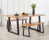 urban 180cm industrial dining table and benches