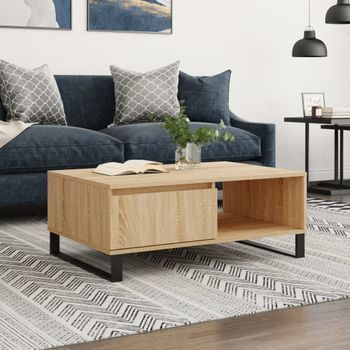 Mesa De Centro，mesa Auxiliar，mesa De Café Madera De Ingeniería Roble Sonoma 90x60x35 Cm Cfw774611