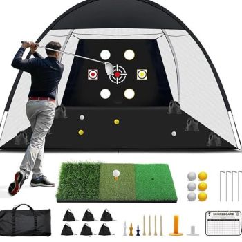 Red de práctica de golf Bominfit 3M Ayuda de entrenamiento portátil con 6 agujeros para practicar y estera de práctica p