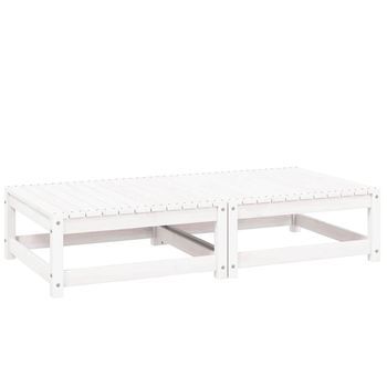 2 Piezas Taburetes De Jardín | Otomana De Jardín | Reposapiés De Jardín Con Cojines Blanco Madera Maciza Pino