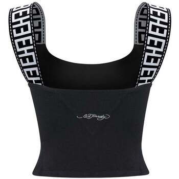 Ed Hardy Blusa Tiger Glow Tape Crop Tank Top Black para mujer