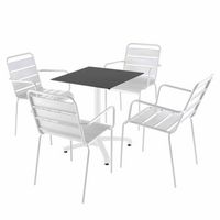 mesa reclinable laminada negra de 60x60 cm y 4 sillas de metal blanco opera - oviala