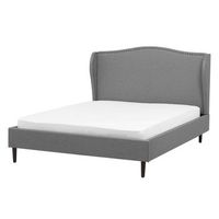 cama doble tapizada gris 140 x 200 cm con somier y cabecero estilo glamour colmar