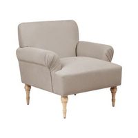 sillon tapizado de tela poliester hidrofugo asiento grueso patas de madera de caucho gris pardo fredros