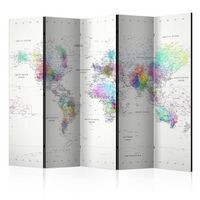 biombo - room divider  white-colorful world map 225x172 cm