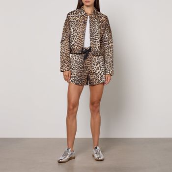 Ganni Duchesse Leopard-Print Nylon Short Jacket - UK 10