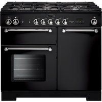 rangemaster kitchener 100 cm dual fuel range cooker - black  chrome black