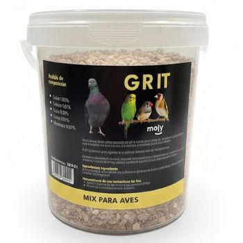 Moly Grit para Pájaros-Mezcla de Conchas de Mar-Semillas de Anís y PIedra Roja Envase 1400 gramos-El Suplemento para tus Pájaros Perfecto