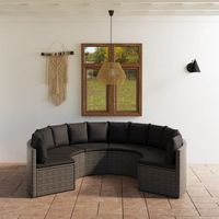 conjunto de sofas de jardin 6 uds  mueble jardin mesa y sillas y cojines ratan sintetico gris cfw890150
